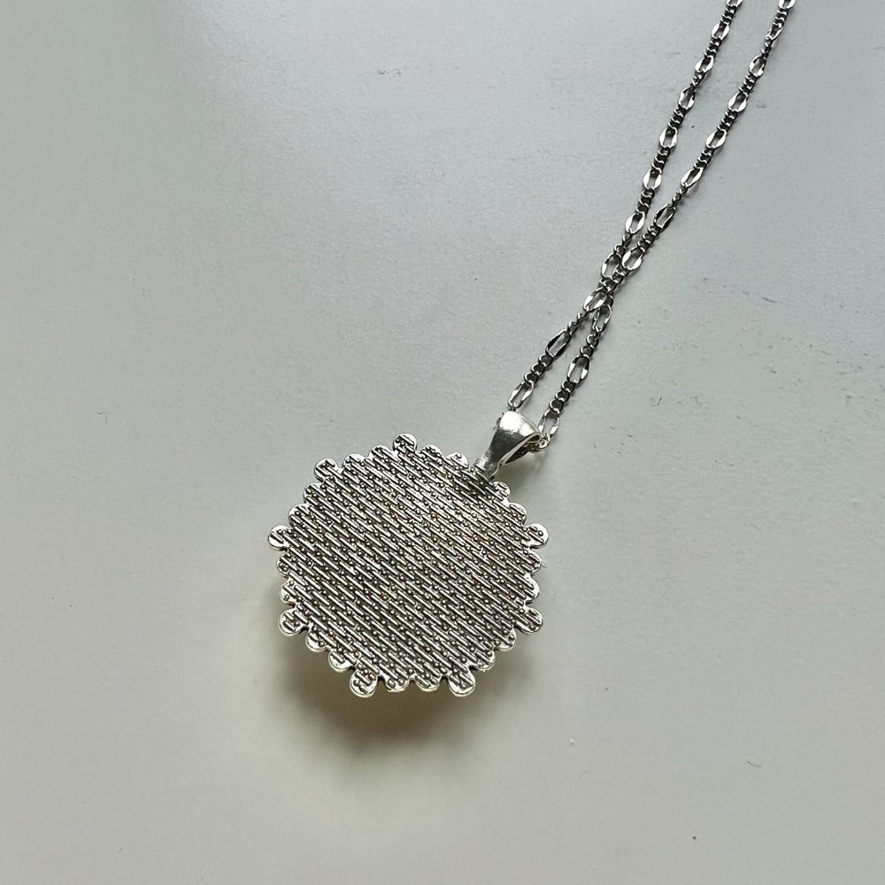 Watercolor Flower Pendant Necklace, Floral Metal Necklace, Boho Jewelry - Picture 6 of 11